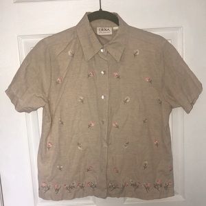 WOMENS ERIKA TOP - BEIGE - FANCY - SIZE M